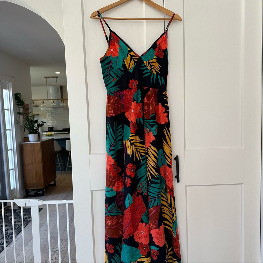 Floral Maxi Dress - Black, Red, Green